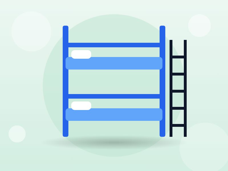 Bunk bed with ladder and study shelf — photo 2