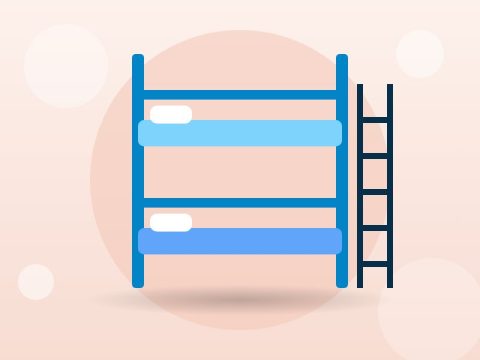 Bunk bed with ladder and study shelf