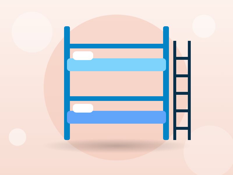 Bunk bed with ladder and study shelf — photo 1